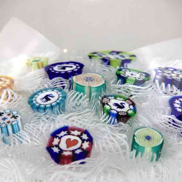 Scattered Millifiori on White Muslin Paperweight - Image 5